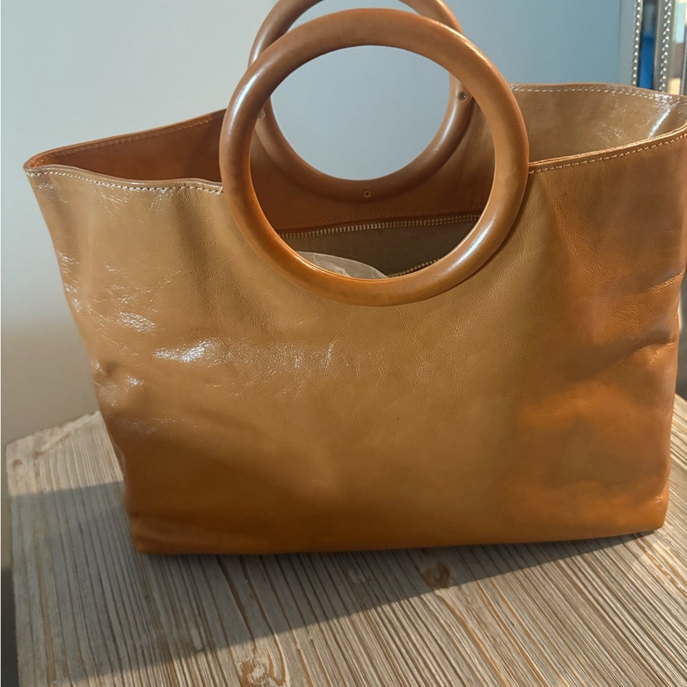 Barneys New York Tan Leather Tote with Circular Handles